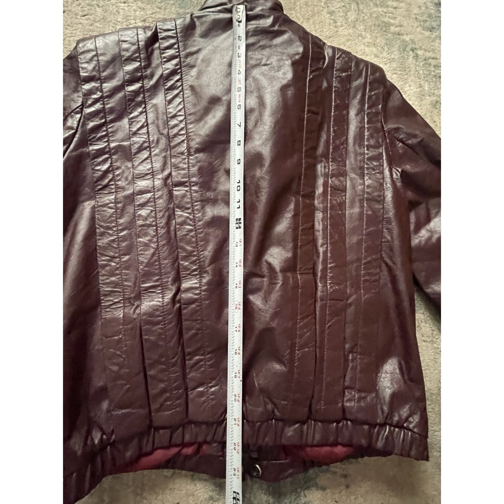 Vintage Verducci Women's Oxblood Leather‎ Moto Bomber Jacket Shearling Quilted - Picture 9 of 14